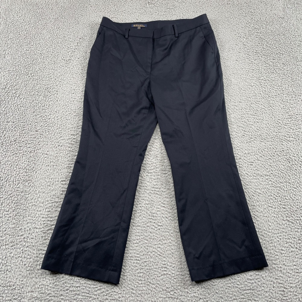 Brooks‎ Brothers Dress Pants Womens 12P Black Wool Blend Straight Leg Trousers